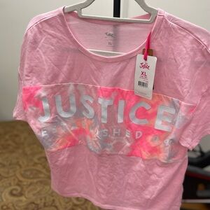 Justice Pink Cropped Tie-Dye T-Shirt